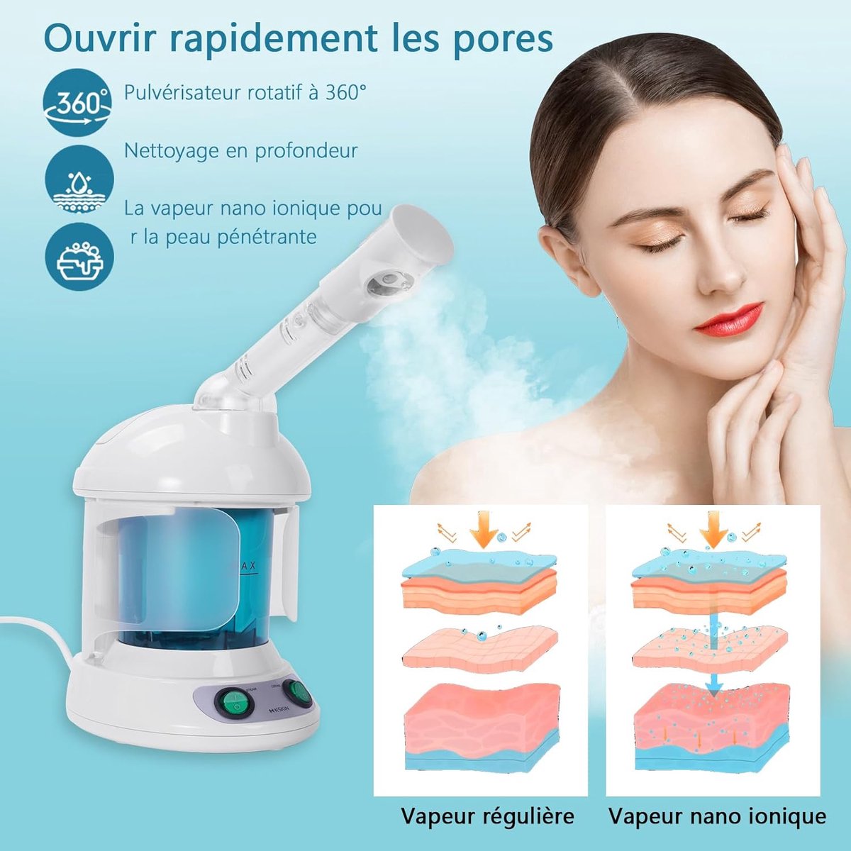 Thijox - Professionele Gezichtssauna met Nano-Ionische Stoom, Poriënreiniger, Hydratatie, PTC-Keramisch Verwarmingselement, Lichaamsverzorging, Thuisg