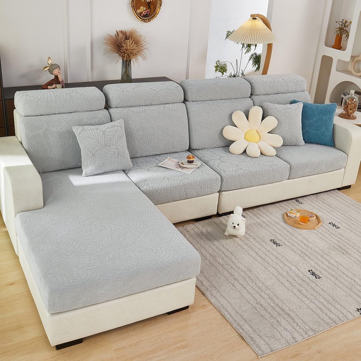 Stretchbare Sofahoes, Universele Elastische Antislip Hoes voor L-vormige Bank, Bescherming voor Meubels en Kussens