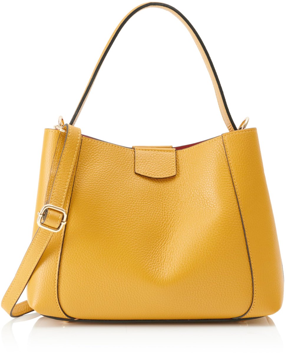 SnelShoppen - FELIPA dames handtas mosterd - Leren schoudertas, stijlvolle tas voor dagelijks gebruik, perfecte handtas voor feest of casual gelegenhe