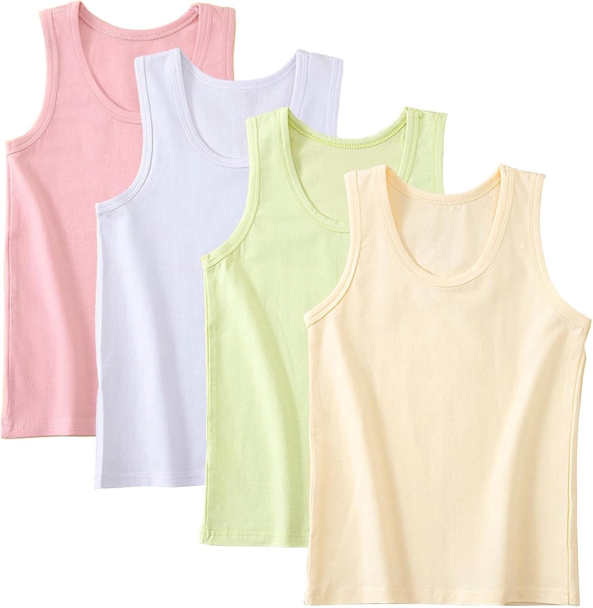 Comfortabele en Ademende Tanktops voor Meisjes van 2-8 Jaar - 4 Stuks, Zachte Bodysuits en Onderhemden