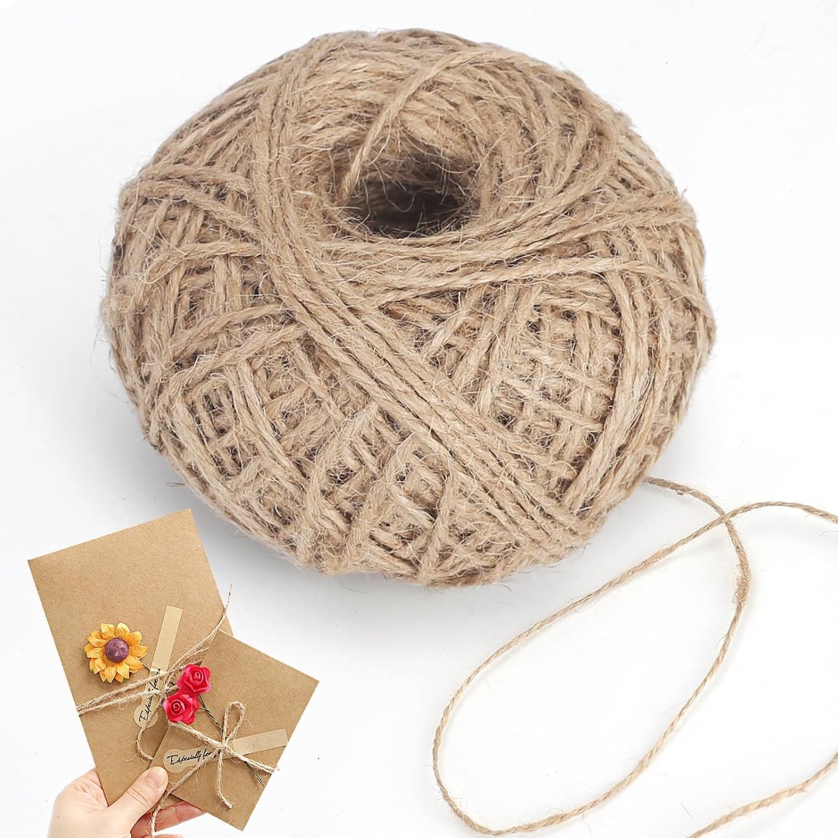 Decoratieve Touw van 100 Meter, 1.5 mm Jute Koord voor Knutselen, Tuinversiering en Cadeauverpakking