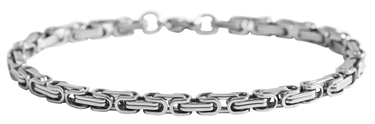 Akzent - Koningsarmband - Edelstaal - Stalen Armband - Zilverkleurig - 4mm. / 19cm.