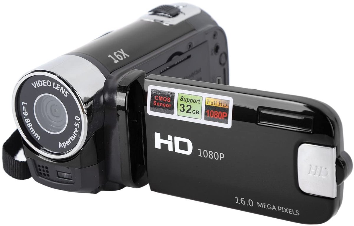 SnelShoppen - Digitale Camera-Camcorder 16 MP met 2,7-inch Draaibaar Scherm, 16x Digitale Zoom Mini DV Videocamera voor Kinderen, Beginners en Tieners