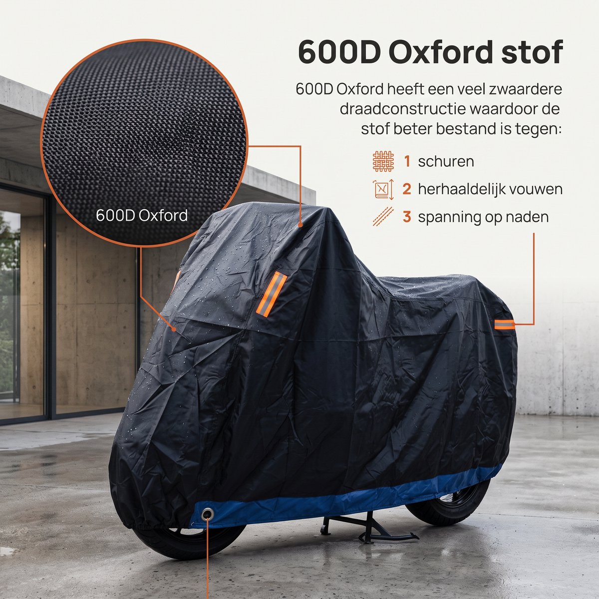 XL Motorhoes Waterdicht voor Buiten (afmeting: 245cm x 140cm x 110cm) - Scooterhoes met windscherm - Motorhoezen - Fietshoes voor 2 fietsen | B&H – foto 2