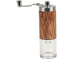 Handmatige Koffiemolen - Keramische Molen - Verse Koffie - Opvouwbare Slinger - 80 Gram - Zilver Hout