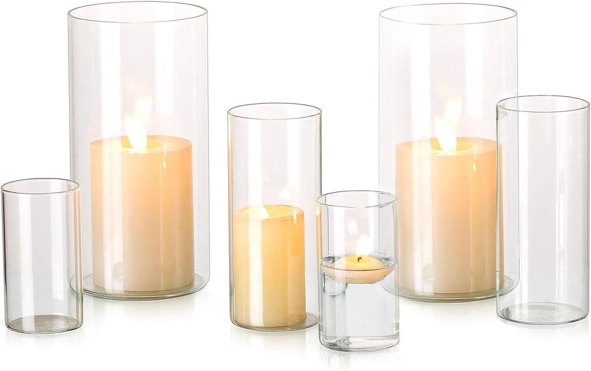Glazen Cilinders - Vaas Houders - Sfeer Creëren - Set van 3 - Tot 20 cm - Helder