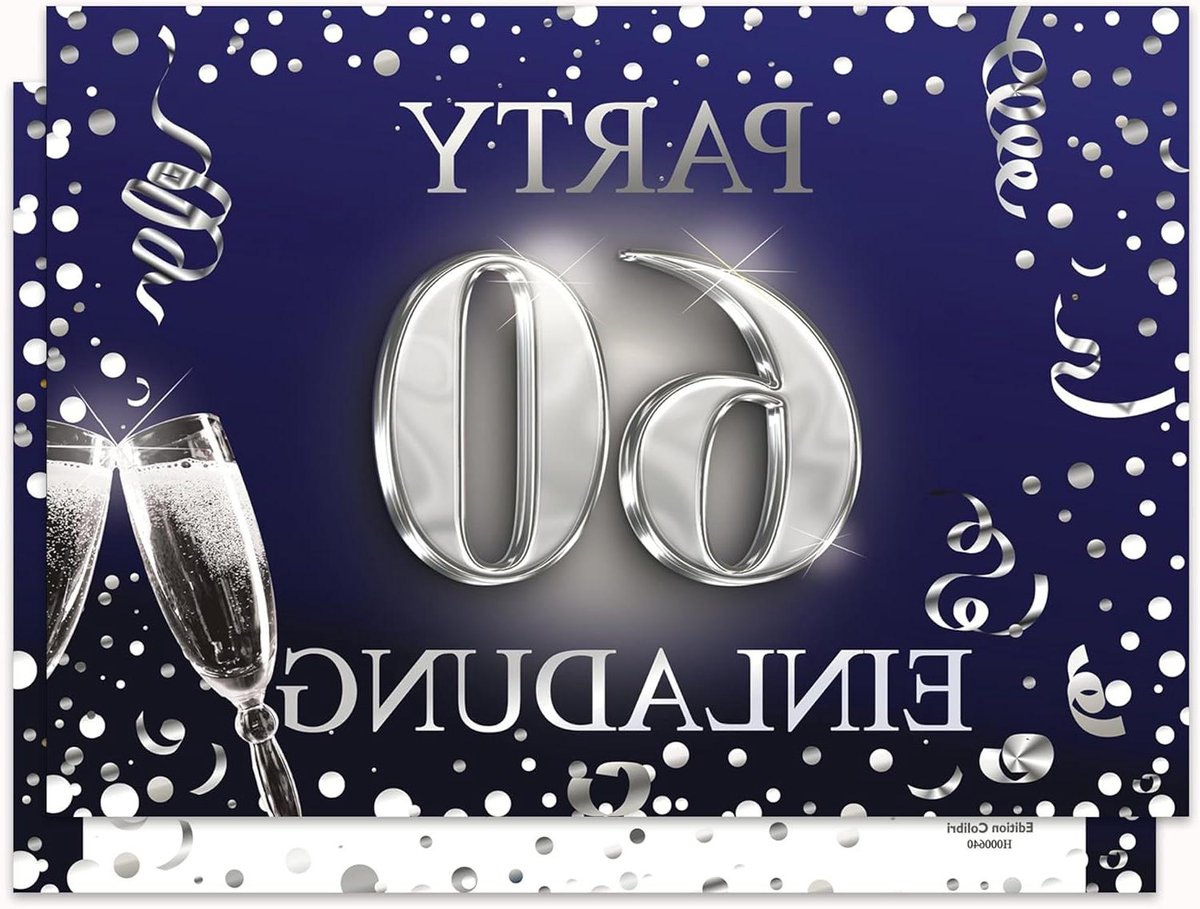 Uitnodigingskaarten Verjaardag - Feestkaarten Set - Feest Organiseren - Luxe Afwerking - 10 Stuks A6 - Donkerblauw Zilver