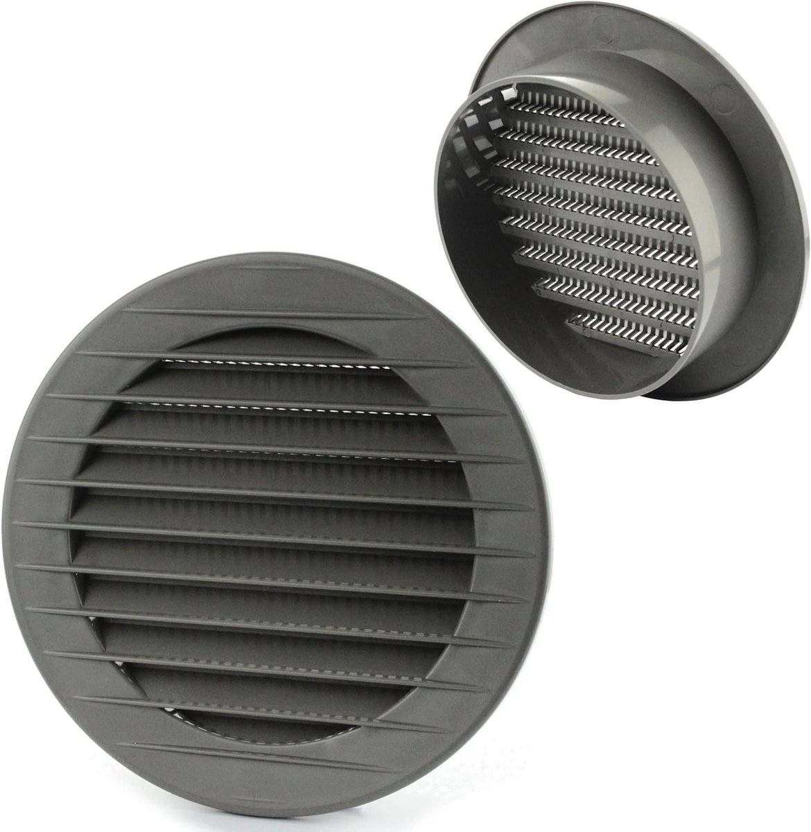 Ventilatie Rooster - Insectenhor - Natuurlijke Luchtstroom - Geïntegreerd Net - Ø 70 mm - Wit Grijs
