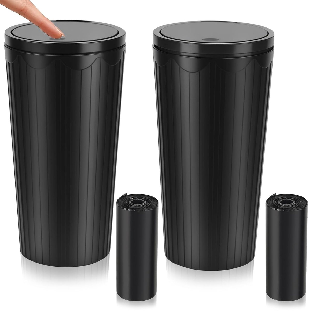 2 stuks auto-vuilnisemmer met deksel, draagbaar, waterdicht, voor auto, thuis, kantoor, auto-interieur, met 2 rollen - ShopVlot
