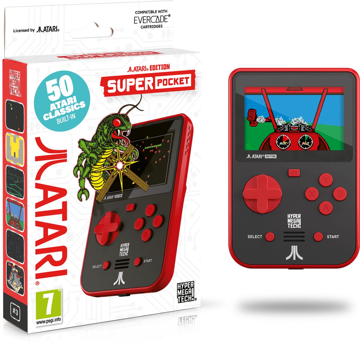 Atari - Super Pocket gaming handheld - 50 games - USB-C opladen - 5-uur speeltijd