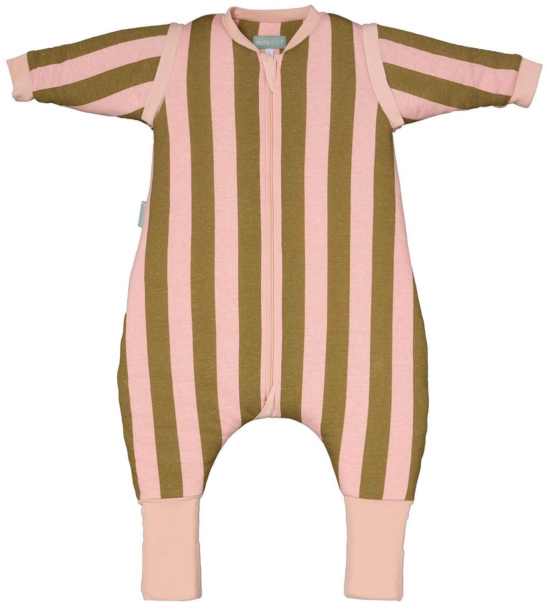 SnelShoppen - Slaapzak met Voeten voor Baby, Winter Warmte, Khaki & Roze Strepen, TOG 2,5, Ideaal voor Thuis en Buiten, Snuggly en Comfortabel, Geschi