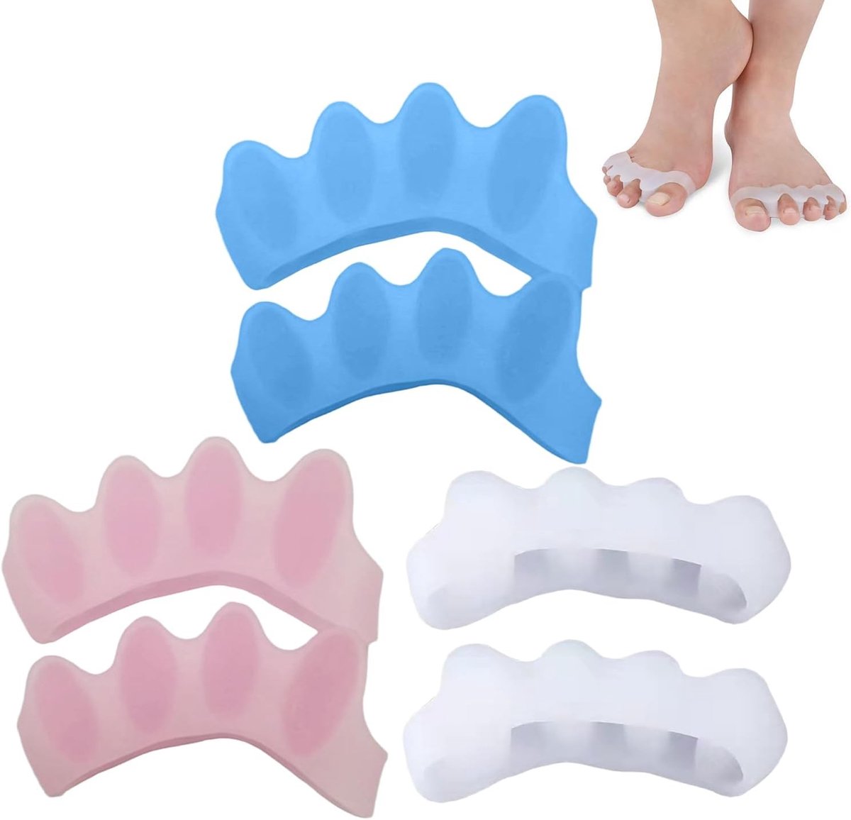 Set van 3 paar siliconen teenscheiders voor hallux valgus en hamertenen – Effectieve voetcorrectie en comfort voor mannen en vrouwen