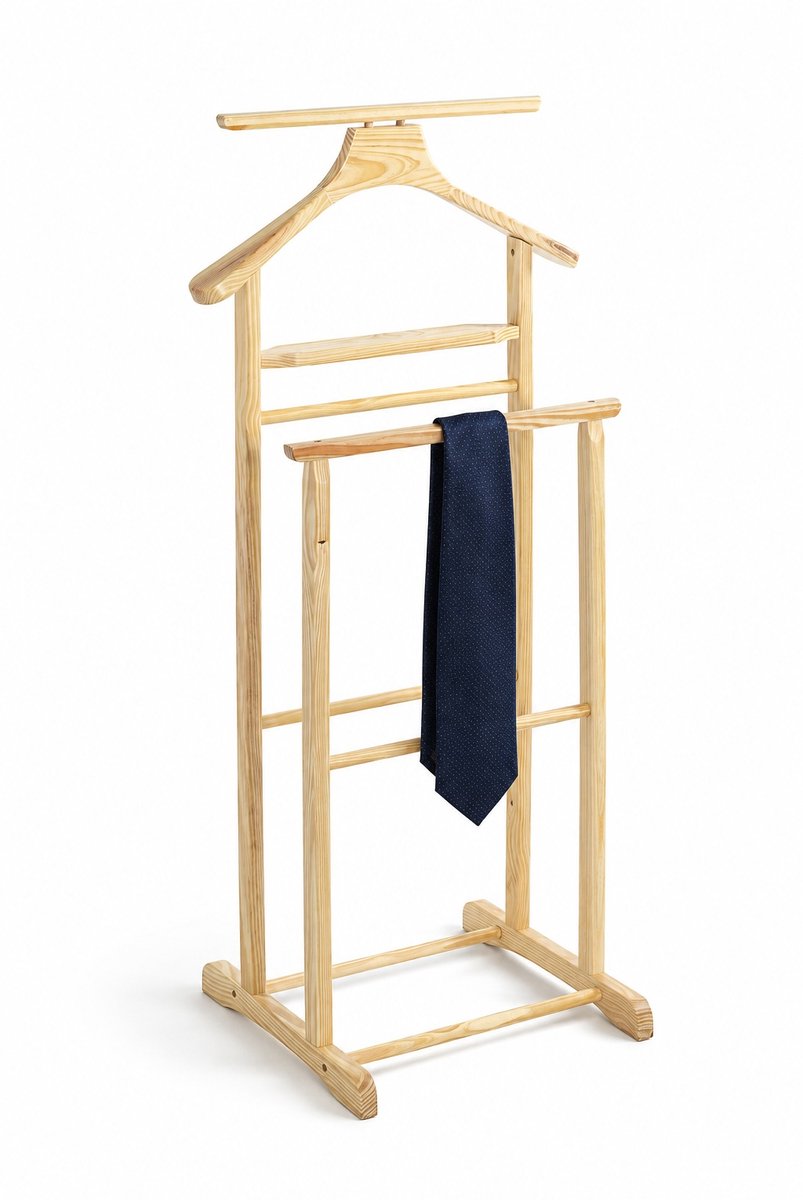 Houten dressboy met kledinghanger en kledinghouder