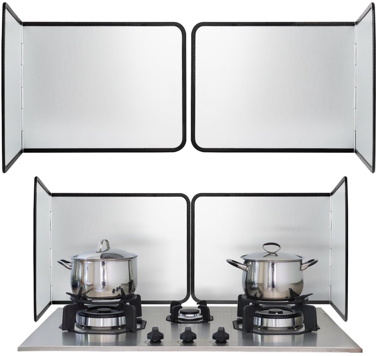 SnelShoppen - 2-in-1 Inklapbare Keukenachterwandbescherming met Anti-aanbaklaag - Spatbescherming voor Gasfornuizen en Pannen - 38 x 30 x 29 cm - Idea