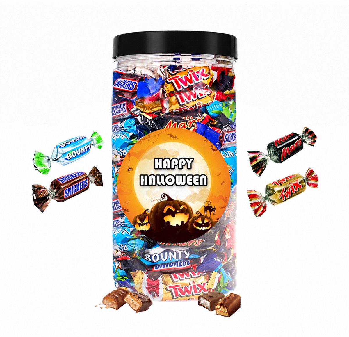 Mars Miniatures chocolade voor Halloween - "Happy Halloween" - Twix, Snickers, Bounty & Mars - 600g