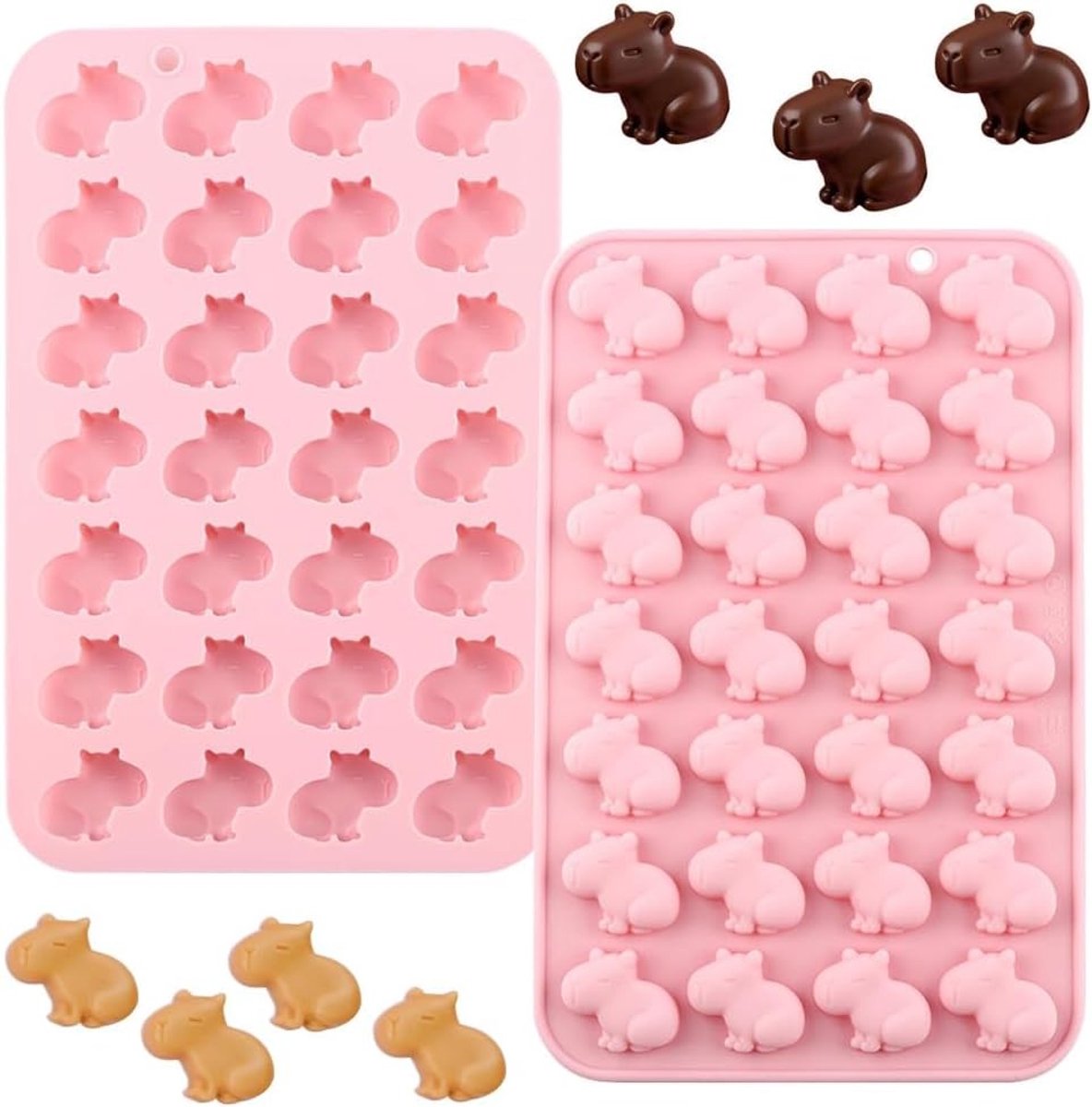 Capybara Siliconen Mallen voor Taarten en Desserts - Dieren Mallen voor Chocolade, Soap en Verjaardagsgebak - Set van 2 Stuks