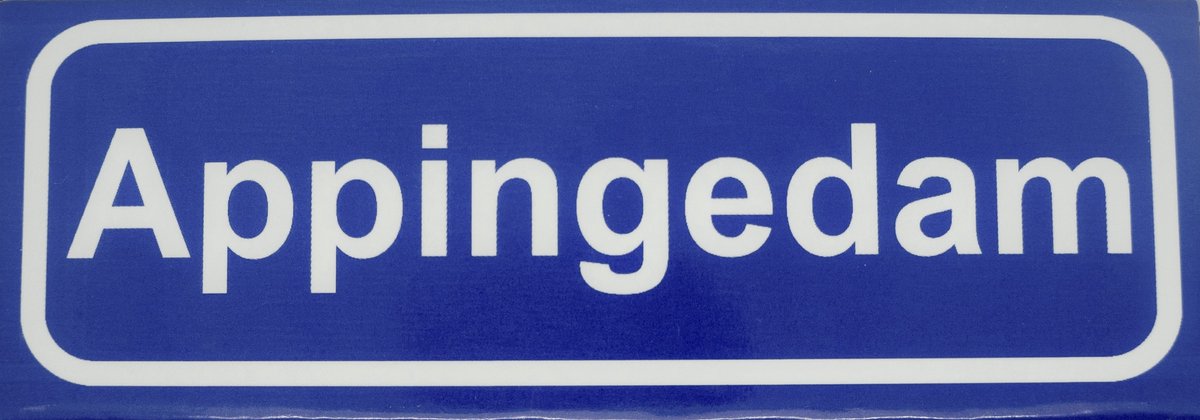 Souv© - koelkast magneet - plaatsnaam bord - kombord - souvenir - koelkastmagneetje - relatiegeschenk Appingedam