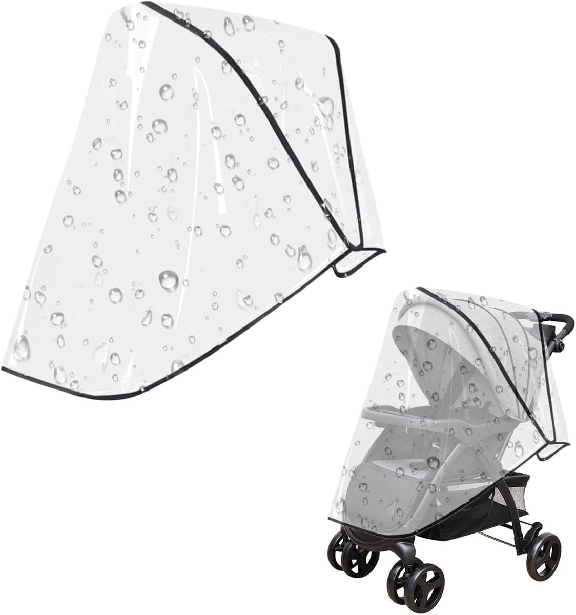 Transparante regenhoes voor kinderwagens, waterdicht en winddicht, essentieel accessoire voor alle seizoenen, veilig en duurzaam