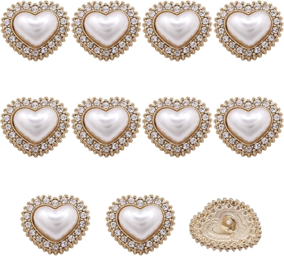 10 Stuks Hartvormige Parelsluitingen in Retro Vintage Stijl voor Kleding, DIY Projecten en Accessoires