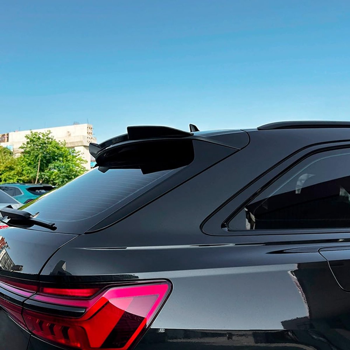 SnelShoppen - AutoStyle Dakspoiler Spoiler Cap voor Audi A6 (C8) Avant S-Line/S6 2018-2024 - Glanzend Zwart ABS - Verhoogt Stijl en Aerodynamica