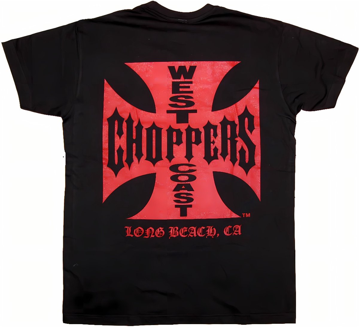 WCC- West Coast Choppers -T-shirt Iron -Cross met rood logo, zwart
