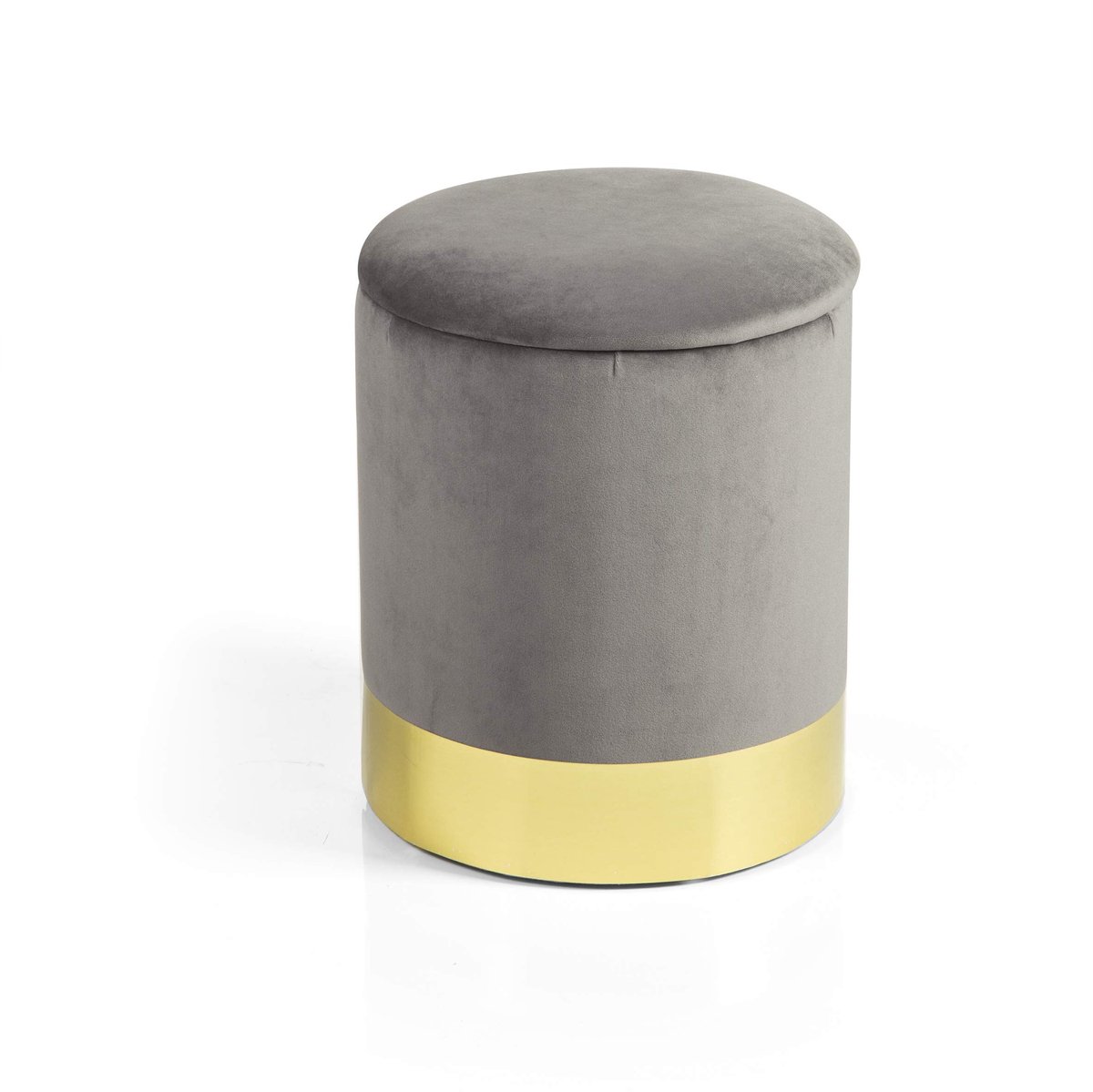 SnelShoppen - Luxe Fluwelen Zitzak met Voetensteun en Gouden Sokkel, 31x31x39 cm, Grijs - Perfect voor Woonkamer, Slaapkamer en Relaxen
