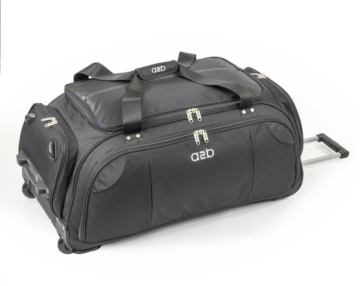 SnelShoppen - Lichtgewicht tas op wielen - Travel Duffle Bag met duurzame stress geteste wielen, verstelbare riem, mesh zakken, Zwart/Blauwgroen, Maat