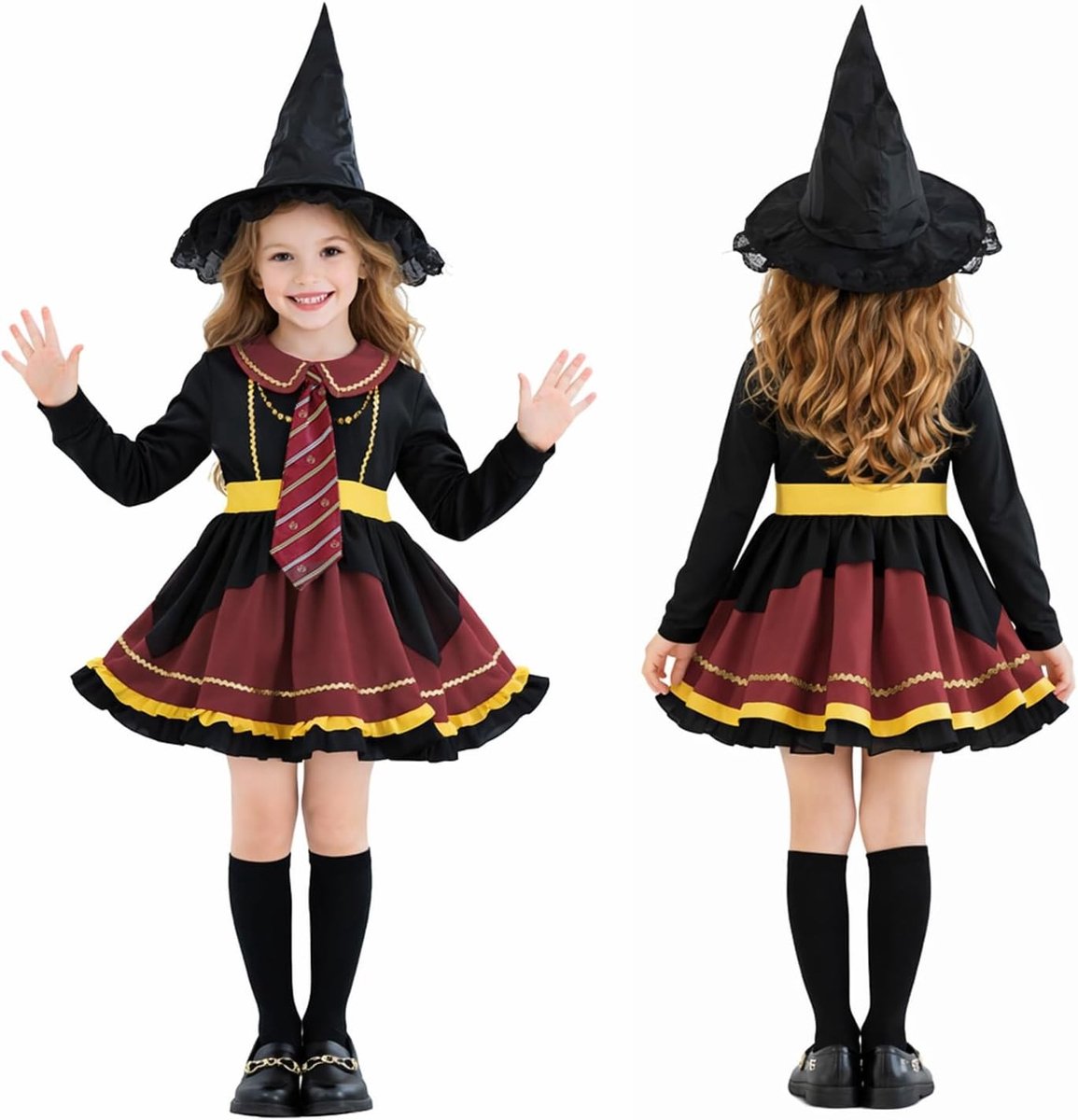Kinderen Tovenaarskostuum voor Cosplay met Magische Jurk, Heksenhoed en Accessoires voor Feestjes en Halloween