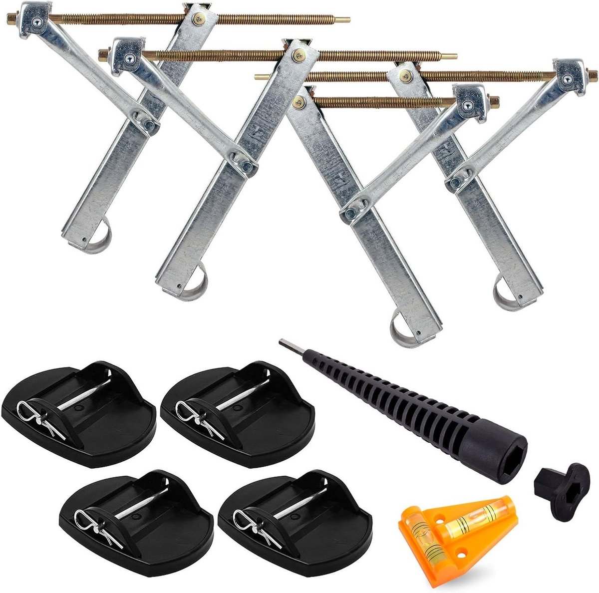 Uitdraaisteunen Set - Steunplaten Caravan - Stabiliseren Voertuig - 500 kg Draagvermogen - 4 Stuks - Grijs