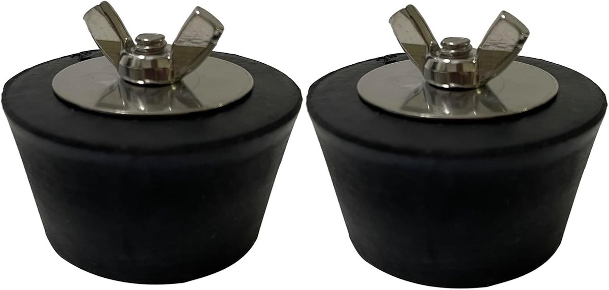 Set van 2 Overwinteringsstoppers voor Zwembaden - Duurzaam RVS en Rubber, Geschikt voor Afvoerbuizen van 42-51mm, Ideaal voor Winterbescherming van Zwembaden