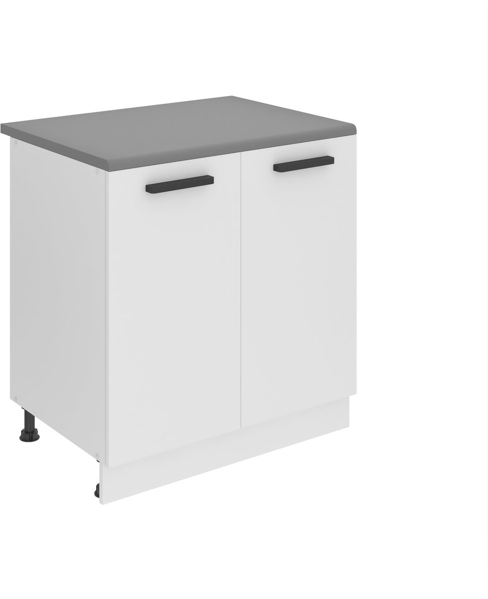 BELINI Keukenonderkast SD 80 cm met 2 Deuren met Werkblad - Wit Mat