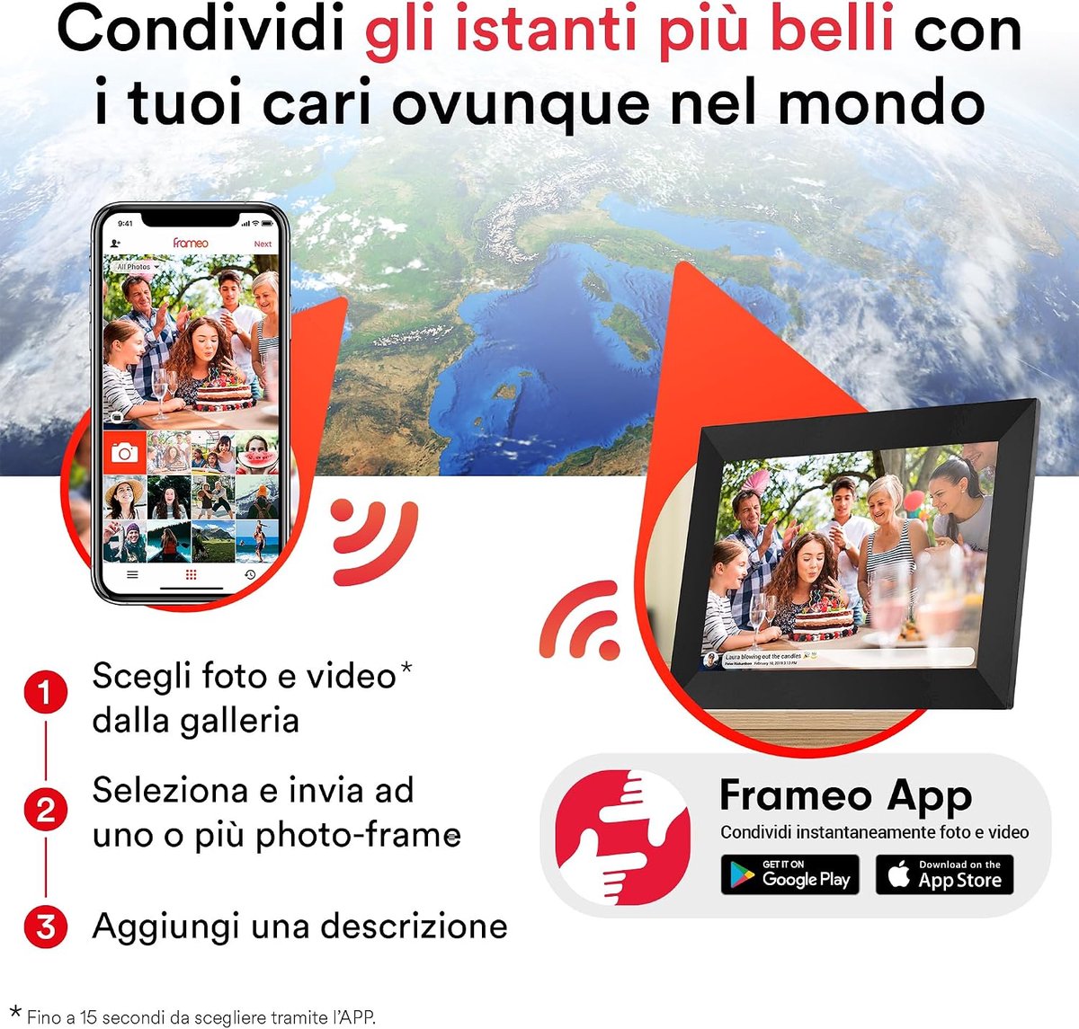 Digitale fotolijst - Foto display - Foto's delen - WiFi verbinding - 10 inch - Zwart — cadeau in Wonen & Interieur - foto 5
