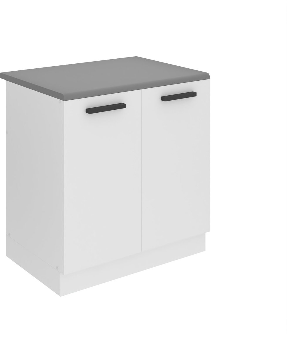 BELINI Spoelbakkast SDZ 80 cm met 2 Deuren met Werkblad - Wit Mat