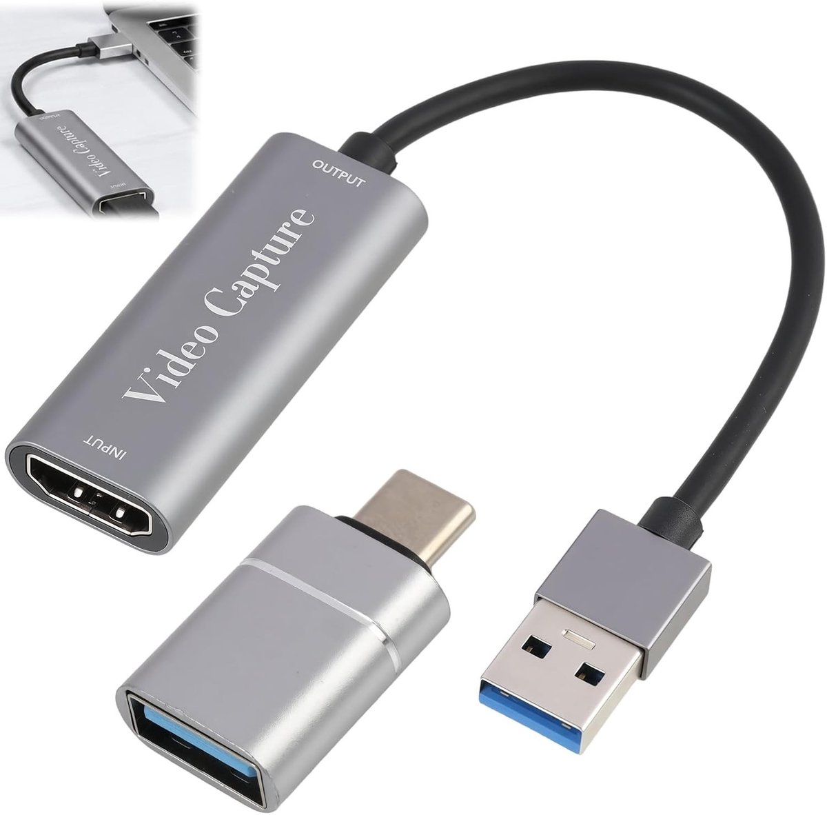 HDMI naar USB 3.0 Video Capture Adapter voor 4K/1080p Streaming, Gaming en Videoconferenties met Plug & Play Functionaliteit
