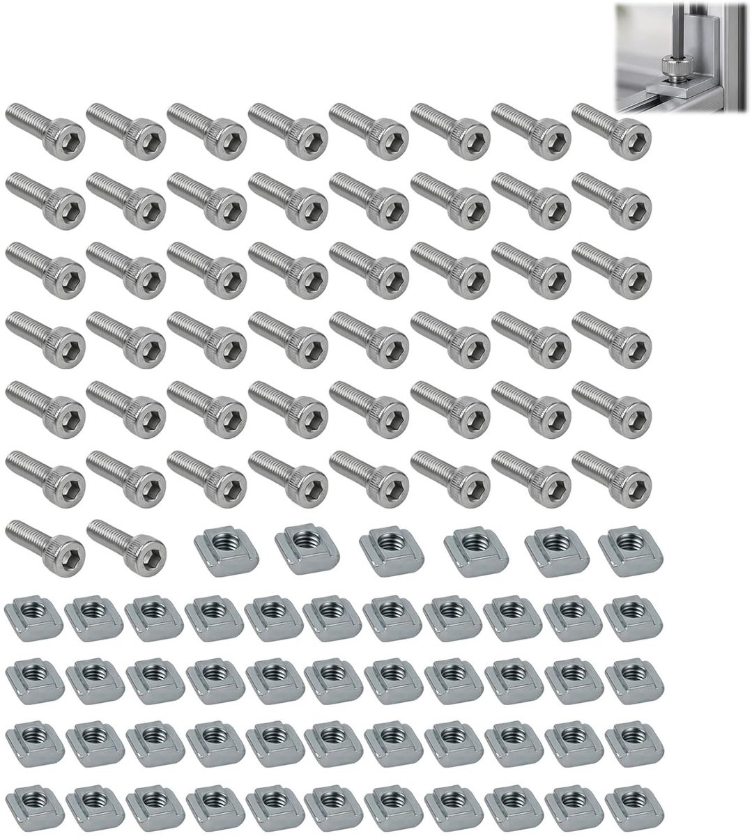 50 stuks M5 sleufmoeren met binnenzeskantschroef voor aluminium profielen en T-groefstenen, ideaal voor constructie en montage van diverse projecten