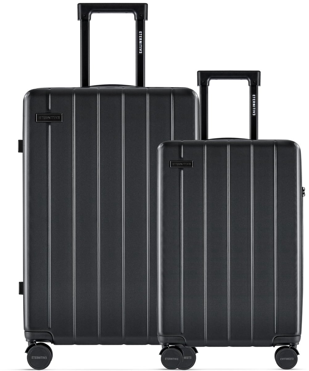 SnelShoppen - Harde Kofferset Klein en Medium | Lichtgewicht ABS Reis Koffers met 360° Wielen en TSA-slot | Handbagage Koffer 37L en 60L | Zwart