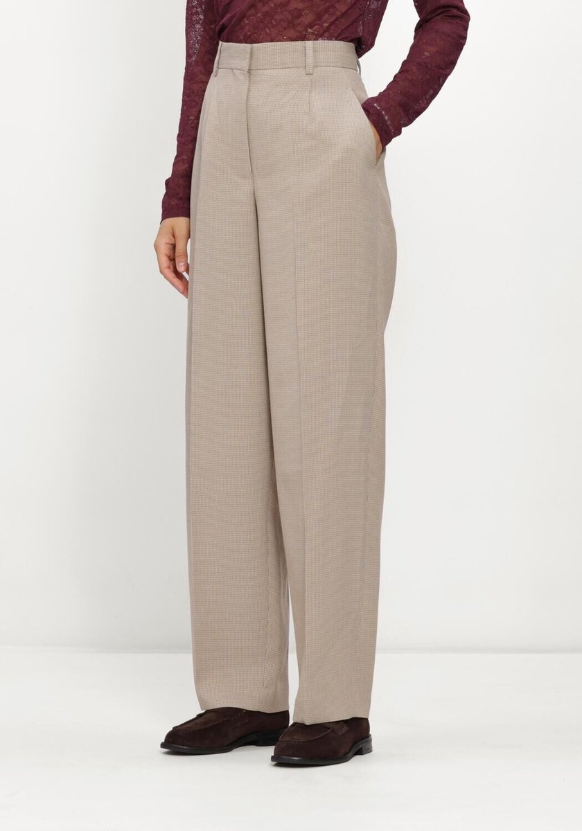 Catwalk Junkie Check Tapered Trousers Broeken Dames - Beige - Maat 38