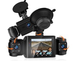 SnelShoppen - Dashcam Auto 3-kanaals met 64 GB kaart - Full HD 1080p mini autocamera met bewegingsdetectie, nachtzicht, parkeerbewaking, draadloos en