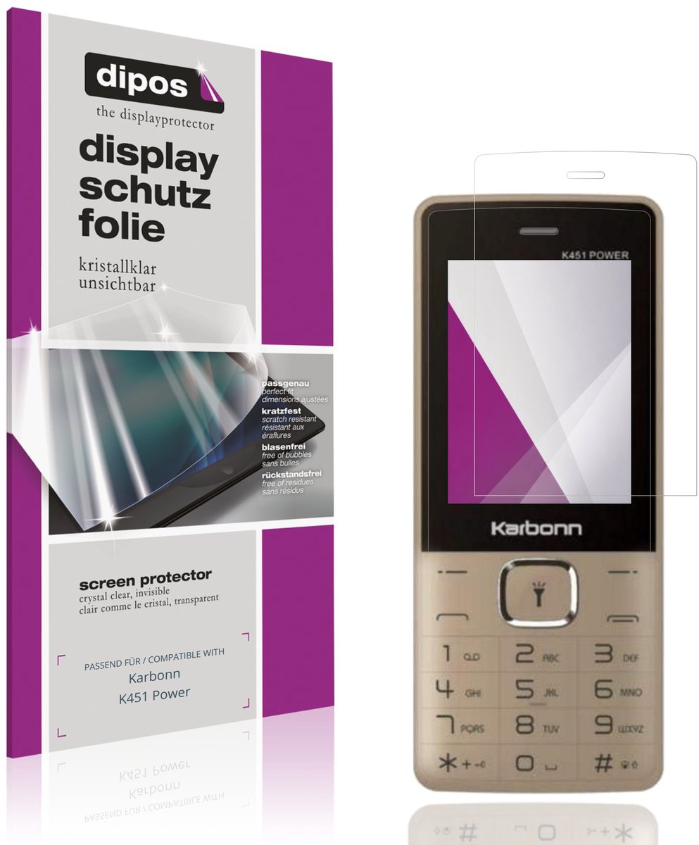 dipos – 4x Beschermfolie geschikt voor Karbonn K451 Power | Krasbestendige & heldere Screenprotector Ultra-Thin