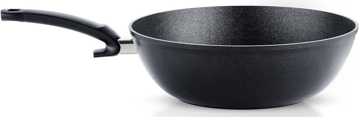 Wokpan Aluminium - Aziatische pan - Roerbakken en koken - Krasbestendige anti-aanbaklaag - 30 cm 5.2 liter - Antraciet