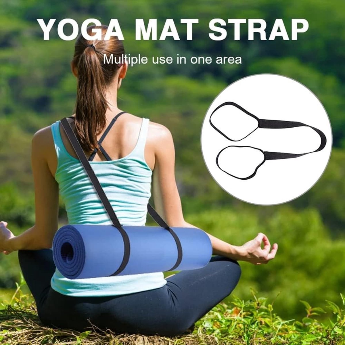 Verstelbare Schouderriem voor Yogamat - Ideaal voor Pilates, Aerobics en Fitnessoefeningen - Zwart, One Size