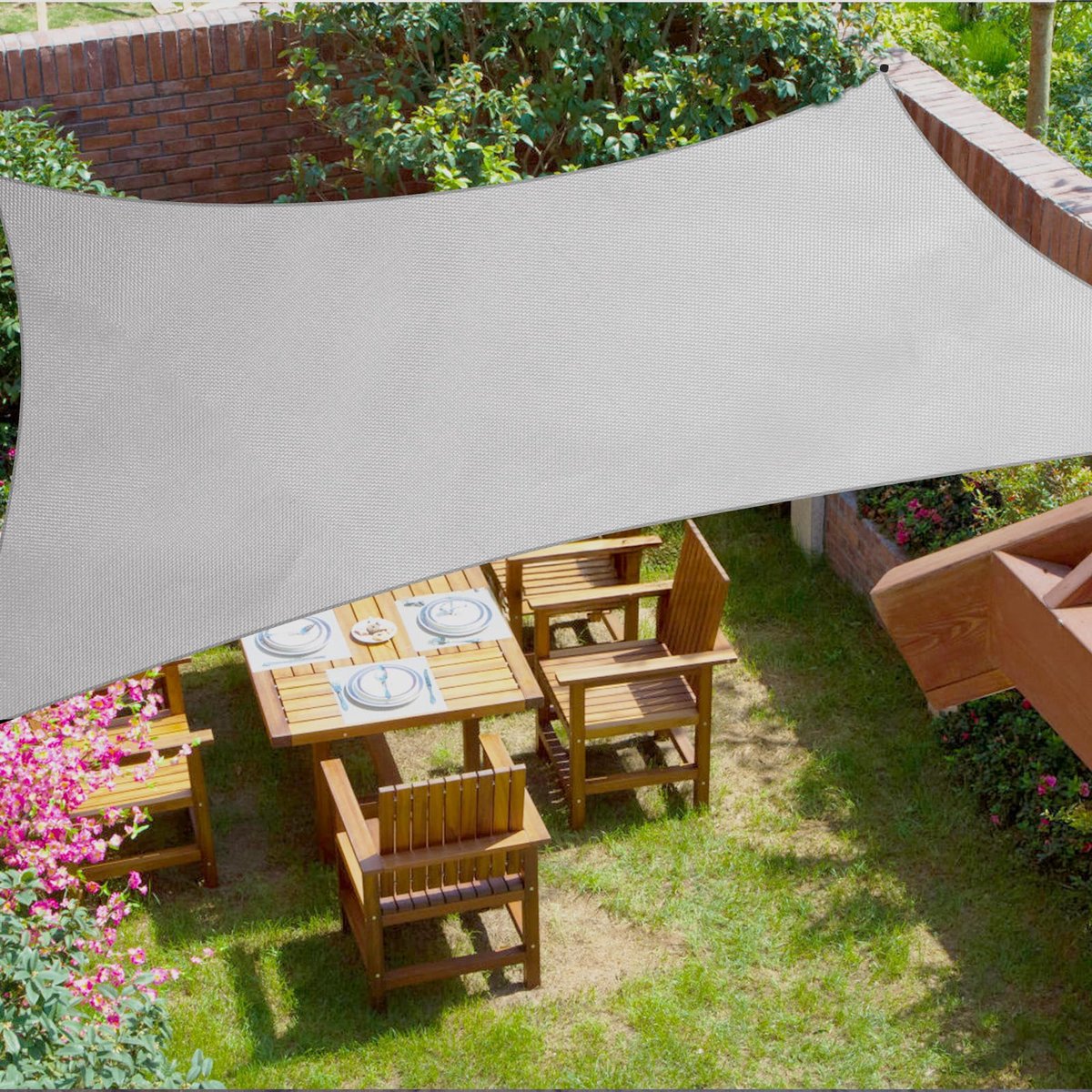 SnelShoppen - Zonnezeil 4 x 4 m Waterdicht en UV-bestendig, Terrasoverkapping van 420D Oxford-weefsel, Weerbestendig voor Tuin, Terras en Feesten