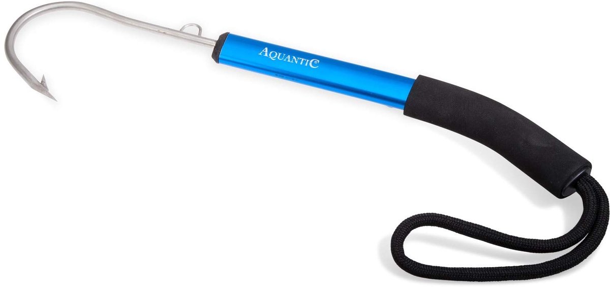SnelShoppen - Aquantic Vliegende Gaff Aluminium Punt Roestvrij Staal 35 cm Antislip Handgreep met Polsband voor Zeevissen