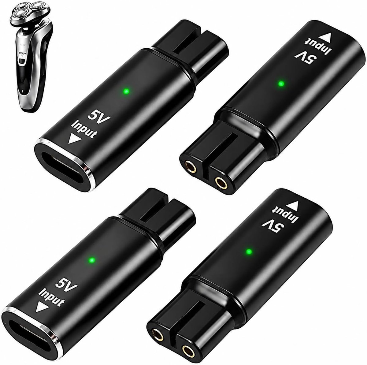 4 stuks 5 V USB-C oplader, universele adapter voor scheerapparaten en tondeuses, snelle en veilige oplaadkabel voor elektrische apparaten, compatibel met diverse modellen