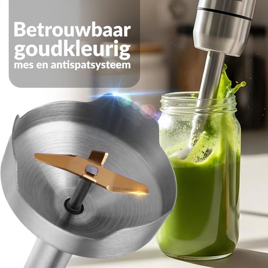 SP® Staafmixer Set - Elektrische Multifunctionele Staafmixer - Inclusief 6-delige Accessoireset - Zilver - 24cm x 18cm x 19cm van S&P — afbeelding 4
