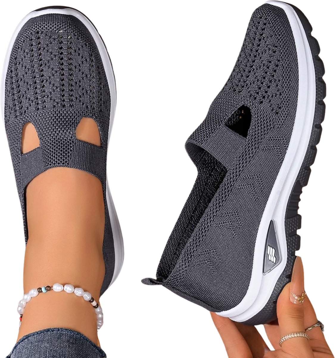 Currero Schoenen Dames Sneakers Comfortabel Slippers Casual Volwassenen Donkergrijs 36.5