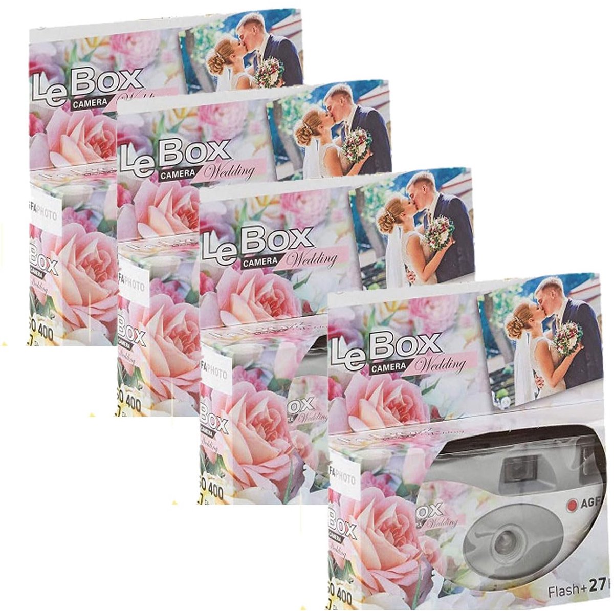 SnelShoppen - 4X 1A Fotografie Wegwerpcamera's AgfaPhoto LeBox voor Bruiloften, Feesten, en Evenementen - Ideaal voor Kinderen en Gezinnen - Kleur: Zw