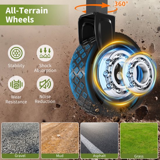 Opvouwbare Bolderkar - 220L Inhoud - Draagkracht tot 172 kg - Heavy Duty Transportkar met All-Terrain Wielen - Opvouwbare Tuinkar - rood van Opvouwbare Bolderkar — afbeelding 2