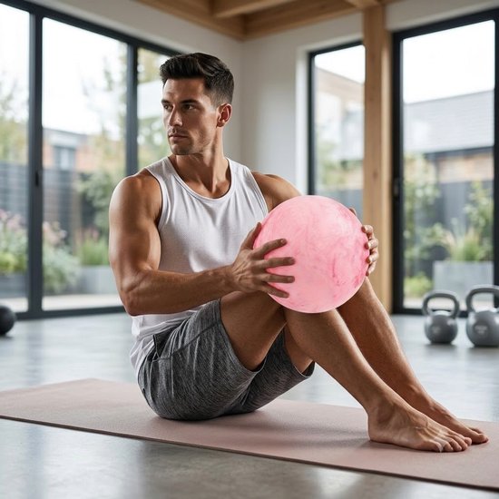 Wolk Roze Pilates en yoga bal Unisex Gymnastiek bal Fitness bal Balans bal Oefen bal Matte Marmerlook Inclusief Opblaasrietje Core Training Yoga Pilates Binnengebruik — afbeelding 4