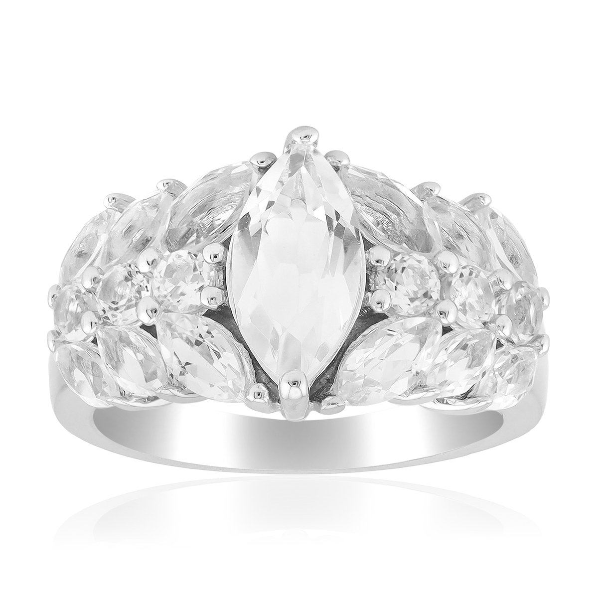 Cavill - Elegante Zilveren Ring - 925 Sterling Zilver - Witte Topaas 2,748 ct - Marquise Slijpsel - Feestelijke Damesring